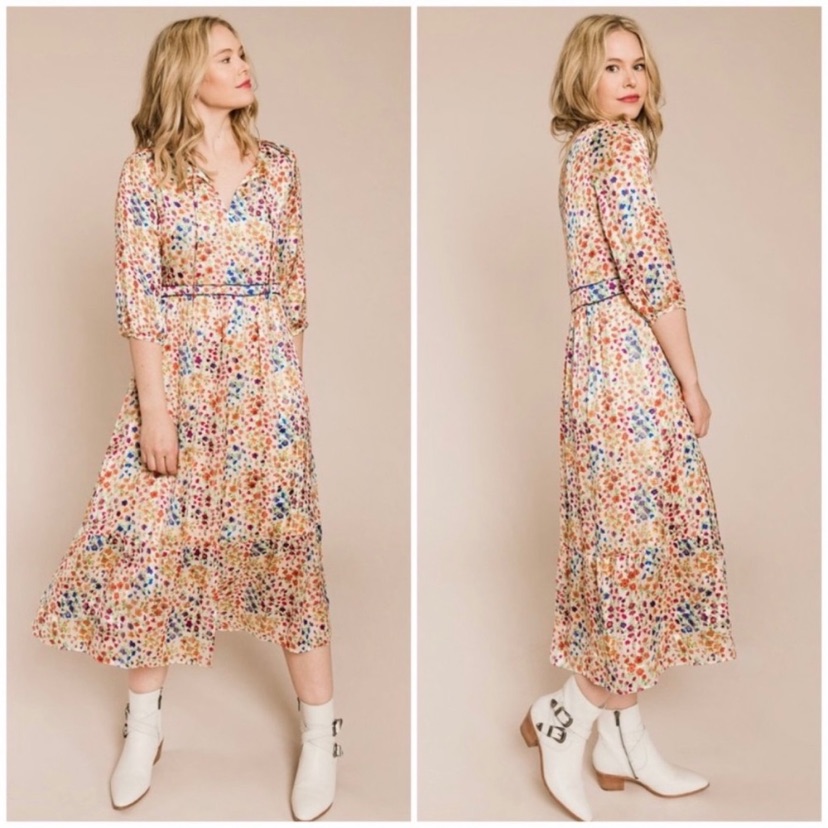 Anthropologie Ba&Sh Reese Blanc Floral Midi Dress, Medium